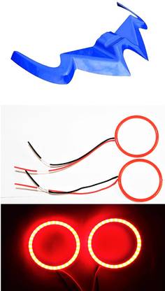 VermsBikers Bajaj Pulsar RS 200 Winglet (Blue) with RS200 Ring Light Red Bike Fairing Kit