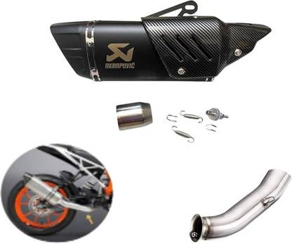 Gogna Mart Universal R9 Bike Exhaust AKRAPOVIC Black and KTM MID BEND PIPE Bike Fairing Kit