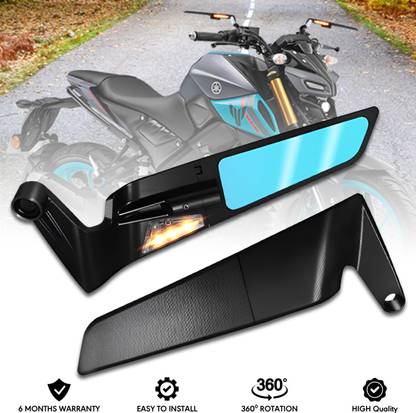 BRXR York Fitting 360° Wide Angle Rear View Adjustable Led Stealth Mirror For MT-15 Bike Fairing Kit