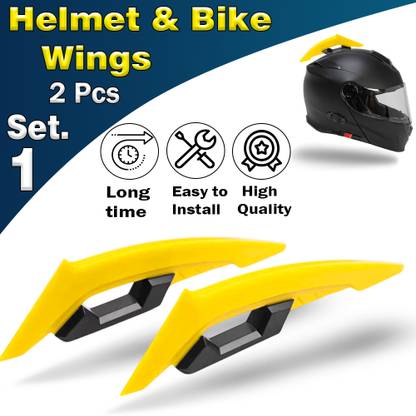 ASRYD 2pcs Universal Motorcycle Winglet Aerodynamic Spoiler Yellow Bike Fairing Kit