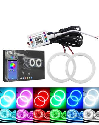 Auto MT Rings 60MM LED Light COB Smart Phone iOS Android App Bluetooth Control Dash Light Car, Motorbike Halogen (12 V, 24 W)