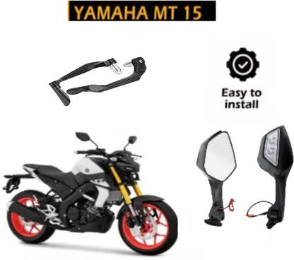 Gogna Mart Adjustable Rear View Side Mirror Indicator , mt 15 lever protector carbon black Bike Fairing Kit