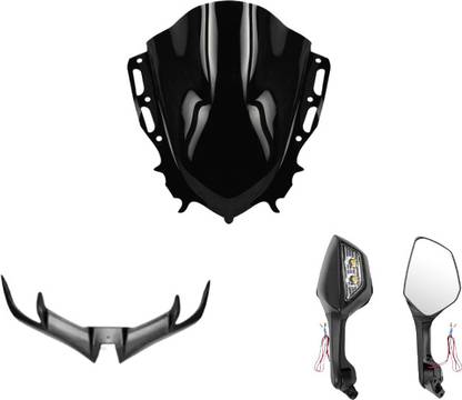 Gogna Mart yamaha r15 v4 visor , v3 winglet grey and r6 mirror bike Bike Fairing Kit