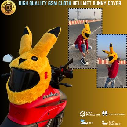 SRPHERE New Long Ear Pikachu Design Bunny Helmet Cover for Full Helmet Helmet Buckle Clip