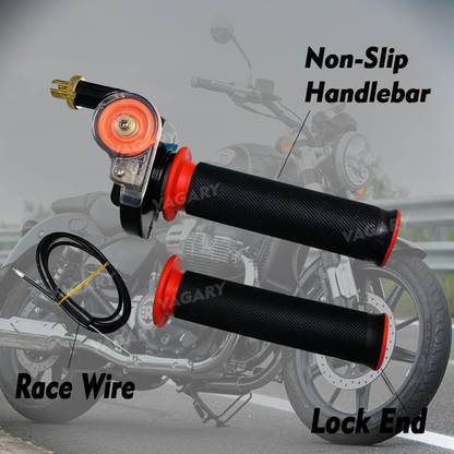 Vagary Twist Throttle Handle Grips, 48" Bent Throttle Handle Grip Handle Bar Grip For Bajaj, KTM, Kawasaki, Yamaha, TVS, Suzuki, Harley Davidson Universal For Bike