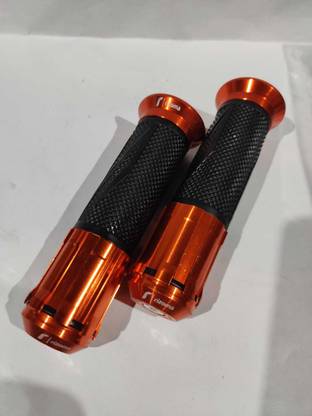 GRIP LIGHT HANDLE GRIP RIZOMA LONG CAP ORANGE COLOUR 1 SET FOR ALL BIKE AND SCOOTY Handle Bar Grip For Universal For Bike Universal For Bike