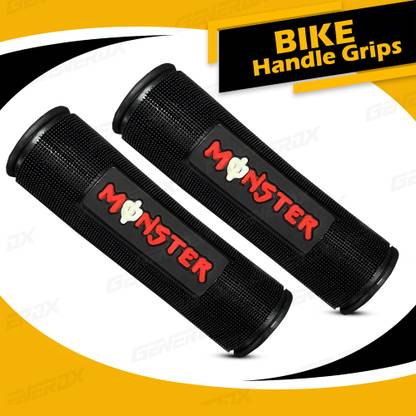 Generox Dot Patterned Non-slip Handle Grips Black and RED (Pack of 2) Handle Bar Grip For Universal For Bike Universal For Bike