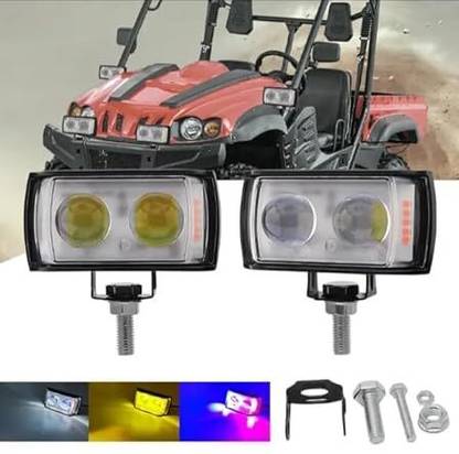 SGENTERPRISES Ultra Mini Double Lens Fog Light flash Light Reflection (Pack of 2,RED & Blue ) Bike Headlight Grill