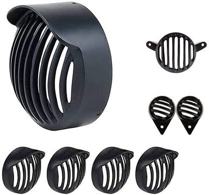 B.K Accessories Metal Cap Grill Set Headlight for Bullet Classic BS-4 Model with 350 & 500 CC Bike Headlight Grill