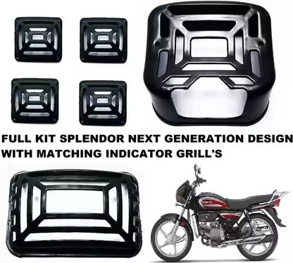 VPRS NEW DESIGN QUALITY SPLONDR BIKE GRILL SET OF 06 Bike Headlight Grill (Black) Bike Headlight Grill