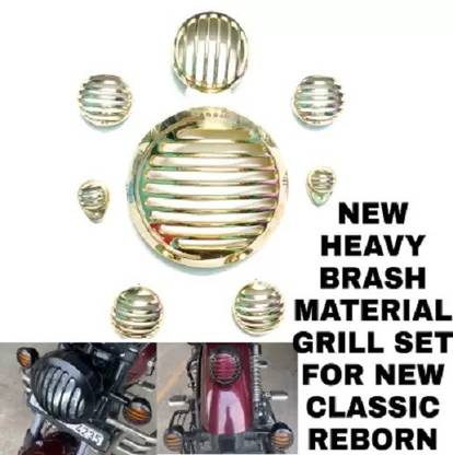 Golden Fox NEW CLASSIC REBORN HEAVY BRASS MATERIAL GRILL SET Bike Headlight Grill