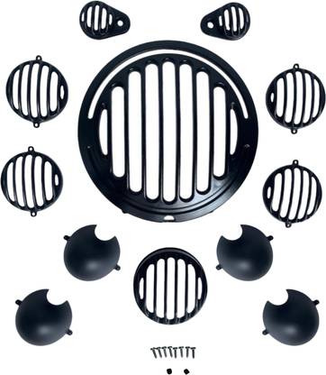 EAZ Black Grill Set For RE Classic Reborn Complete Kit (Set of 12, Black) Bike Headlight Grill