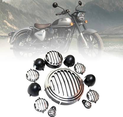 Moto Genius Headlight Grill | Jali Cover | Tail Lamp, Indicator, Eyes Set For Reborn 350 Bike Headlight Grill