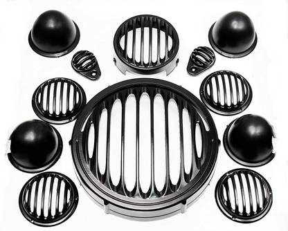 OBEROI'S TRADERS Headlight Grill / Jali Cover with Tail Lamp, Indicator, Eyes Set For Reborn 350 Bike Headlight Grill