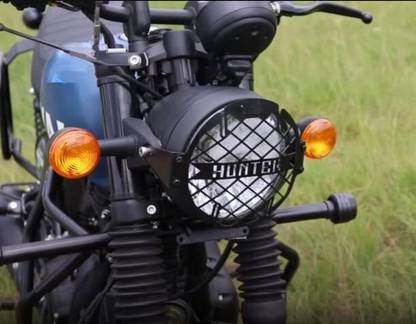 RWT Black Metal Heavy Headlight Grill For Royal Enfield Hunter 350 Bike Headlight Grill