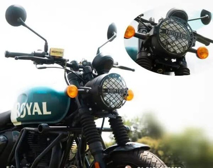 Grille De Phare Noire Pour Royal Enfield Hunter 350 - Acier Doux - Neuf - Montage Rapide