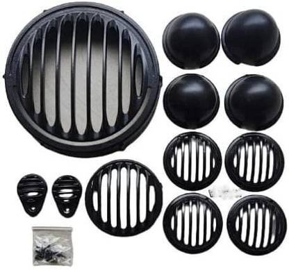 Shreeji Accessorie CLASSIC REBORN, METEOR BLACK GRILL COMPLETE SET MADE IN INDIA Bike Headlight Grill