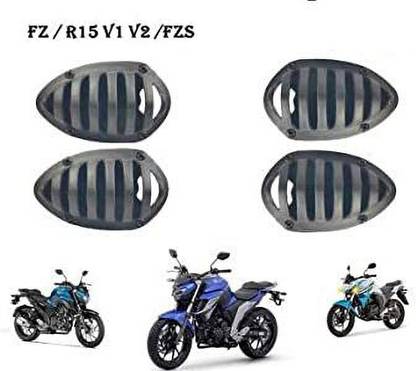 SHOWRIDE FZ R15 Black Cover Grill Indicator 01 Bike Headlight Grill (Black) Bike Headlight Grill