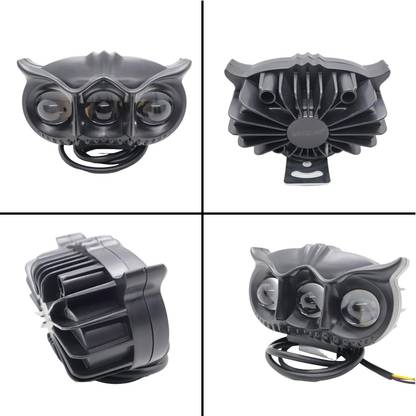 MEENDA LED Owl Fog Light Yellow/White 2 Colour Mode with Flashing Pattern Bike Headlight Mount