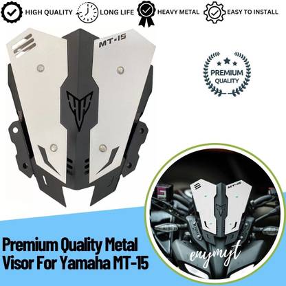 ENEMYT VIW3 Premium Quality Metal Visor For Yamaha MT-15 Bike Windshield (White) Bike Headlight Visor