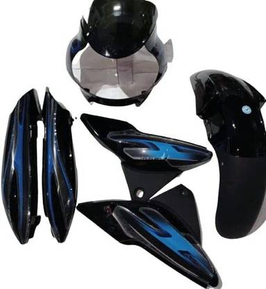 Grow Famous FIT for Full Body KIT for Discover 135CC Old Model (Pack of 4, Black Blue) Bike Headlight Visor