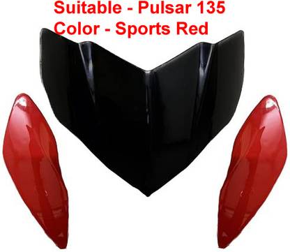 SAE Front Headlight Visor For Pulsar 135 (Sport Red) Bike Headlight Visor