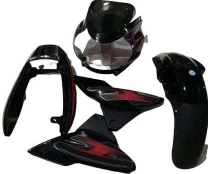 Grow Famous FIT for Full Body KIT for Discover 135CC Old Model (Pack of 4, Black& Red) Bike Headlight Visor