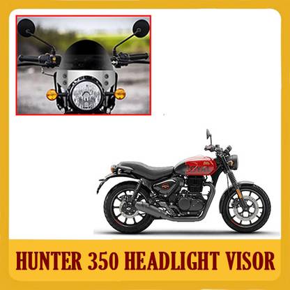 DAZZRIDE Best RE Hunter 350 Unbreakable Headlight Chrome Visor Windshield Wind Deflector Bike Headlight Visor