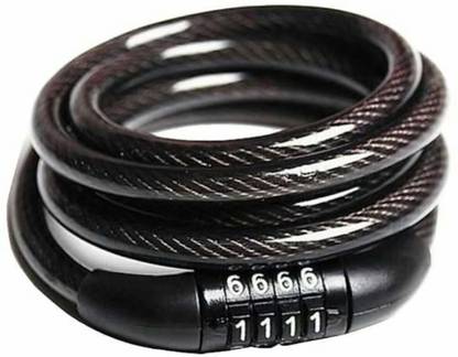 Ubee Cable lock v4.2 latest Helmet 4 Letters Number Lock Multi Purpose Key Chain/Combination Coiled Steel Cable/Lock Accessories (BLACK) Cable Lock