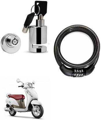 autoformonix Heavy Disc Brake Lock with Helmet Lock Black for Suzuki New Access 125 Disc Lock with Helmet Lock for Suzuki New Access 125 Disc Lock