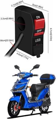 Enfield Works Bike Handle Bar Universal Switch With USB EW-394 2 A Bike Mobile Charger