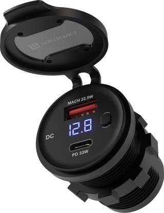 Portronics Spark Phone Charger for Scooters & Motorcycles, 33W Type C, 22.5W USB 3 A Bike Mobile Charger