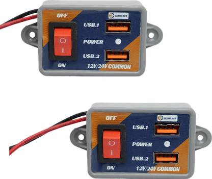 Neption 12v-24v Auto Motorcycle Dual USB Socket Charger Power Adapter Mobile (Pack of 2) 2 A Bike Mobile Charger