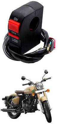 Enfield Works Bike Handle Bar Universal Switch With USB EW-368 2 A Bike Mobile Charger