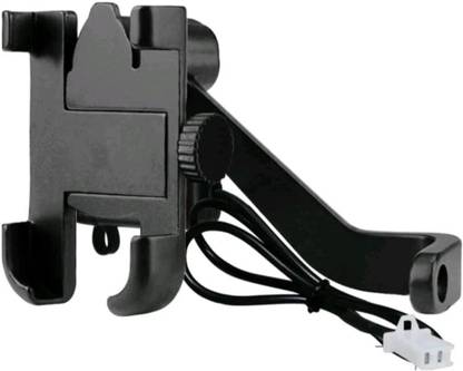 Bodoma Bike Mobile Holder Mirror Adjustable For Cycle,scooty Metal Body USB Charger Bike Mobile Holder