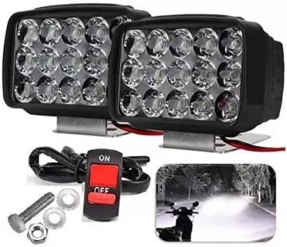 RUDRA COLLECTION 15 LED Bike fog Lamp light , Backup (12v,15w) (Pack Of 2 free special Swich ) Projector Lens