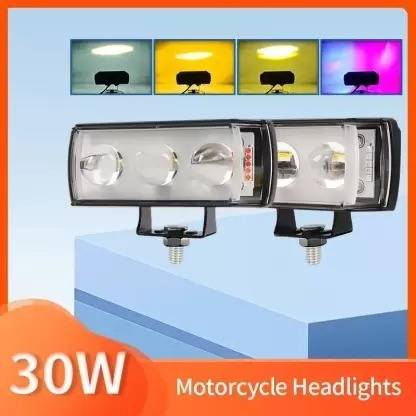 RUDRA COLLECTION 3-Lens(PLASTIC BODY) Ultra Fog Light Red, Blue White & Yellow Flashing Pack of 2 Projector Lens