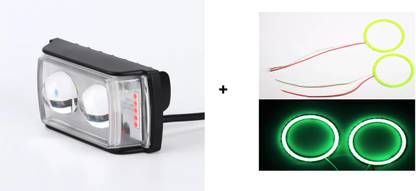 VermsBikers RS 200 ring light green+Universal Dual Lens Led Fog Light for bike,car Projector Lens