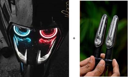 VermsBikers Bike Led Running Indicator for all Bikes 2pc Yellow+ ktm ring light cops Projector Lens
