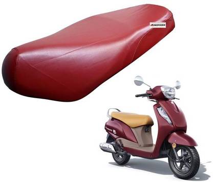 Mahabir Faux Leather Premium Look Seat Cover for Scooter Access 125 BS4 and BS6 (Red) Single Bike Seat Cover For Suzuki Access 125