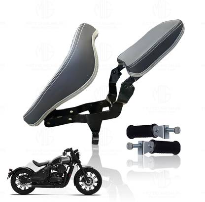 Moto Genius Metal Foldable Dual Seat with Footrest for Jawa 42 Bobber | Durable Metal Frame Single Bike Seat Cover For Jawa 42