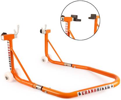 Grandbiker Universal Dismantlable Rear Paddock Stand for Bike with Swingarm Rest and Bobbin Fork - Orange Bike Storage Stand