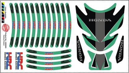 Golden Fox MULTICOLOR 3D CUSTOMIZED HONDA COMBO TANK PAD BLACK AND GREEN Bike Tank Pad