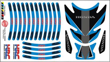 Golden Fox MULTICOLOR 3D CUSTOMIZED HONDA COMBO TANK PAD BLACK AND BLUE Bike Tank Pad