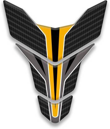 BINA AUTO Carbon Yellow Bike Tank Pad