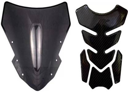 acube mart Tank Pad Sticker 7D 7DCF-1 stickers + universal bike visor big black Bike Tank Pad