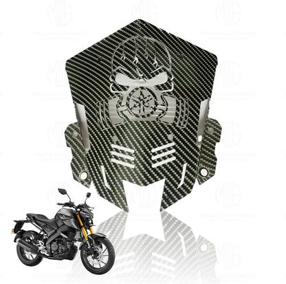 Moto Genius Carbon Metal Visor Windscreen for MT 15 Heavy-Duty Windshield Deflector (Skull) Bike Windshield
