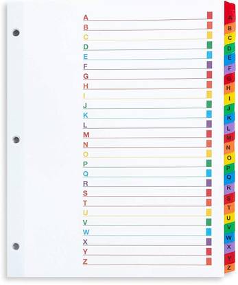 Kavita A4 Size Binder Index Separator/Divider For Files & Binders - Multicolor Tabs Binder Index Divider