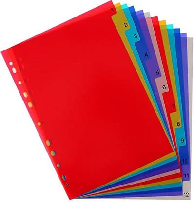 True-Ally A4 Plastic Separator,12-Tab Binder Dividers, Write & Erase Big Ring Binders Binder Index Divider