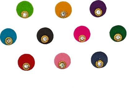 Comet Busters Multicolored Round Bindi With Single Stone (7mm) (BIN1461) Forehead Multicolor Bindis  (Basic with Diamond)